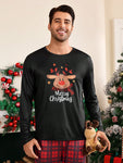 Shein CoupledUp 2pcs/Set Men's Christmas Santa Claus, Gingerbread Man, Snowman And Reindeer Plaid Casual Sleepwear Suit - MapleCo