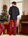 Manfinity Happy Jammies Men's Letter And Gamepad Printed Long Sleeve Loungewear Top