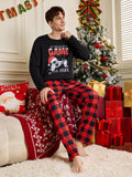 Manfinity Happy Jammies Men's Letter And Gamepad Printed Long Sleeve Loungewear Top