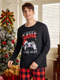 Manfinity Happy Jammies Men's Letter And Gamepad Printed Long Sleeve Loungewear Top