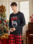 Manfinity Happy Jammies Men's Letter And Gamepad Printed Long Sleeve Loungewear Top