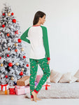 2pcs Women Christmas Family Matching Pajama Set - Christmas Tree Print Long Sleeve Top And Long Pants Sleepwear Comfy Holiday Loungewear