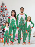 2pcs Women Christmas Family Matching Pajama Set - Christmas Tree Print Long Sleeve Top And Long Pants Sleepwear Comfy Holiday Loungewear