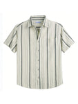 Men's Linen Beach Summer Casual Button Down Shirt Short Sleeve Shirts