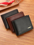 1-2pcs Men's PU Leather Wallet, Large Capacity And Multiple Card Slots, Can Store Large Bills, Simple Coin Pocket, Credit Card, Bank Card, ID Card Photo Slot, Business Casual Style, An Ideal Gift For Men's Birthday Or Partner