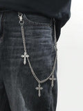 1pc Men Cross Pendant Multi-Layered Metal Fashion Accessory Hip Hop Punk Style Chain For Pants Street Halloween