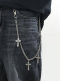 1pc Gold Multilayer Cross Pendant Men Hip Hop Metal Punk Style Pants Chain Street Halloween