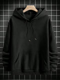 Men's Casual Letter Print Fleece Lined Hoodie, Autumn/Winter