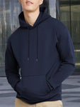 Men's Regular Fit Solid Hoodie With Pockets, Basic Casual Sportswear Pullover Jacket, Spring/Autumn