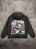 Men's Distressed Gothic Style Print Casual Hoodie