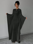 SHEIN Raffinéa Women's Elegant Solid Color Round Neck Batwing Sleeve Long Dress Maxi Women Outfit