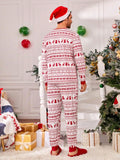 2 Pcs Men's Christmas Pajamas Set, Reindeer Fairisle Print Long Sleeve Shirt And Long Pants, Comfortable And Warm Sleepwear For Holiday Party, Family Matching Pajama Christmas Decorations - MapleCo