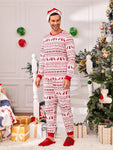 2 Pcs Men's Christmas Pajamas Set, Reindeer Fairisle Print Long Sleeve Shirt And Long Pants, Comfortable And Warm Sleepwear For Holiday Party, Family Matching Pajama Christmas Decorations - MapleCo