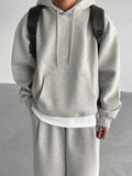 DAZY 2pcs Men's Solid Color Long Sleeve Hooded Sweatshirt With Pockets And Casual Long Pants Set