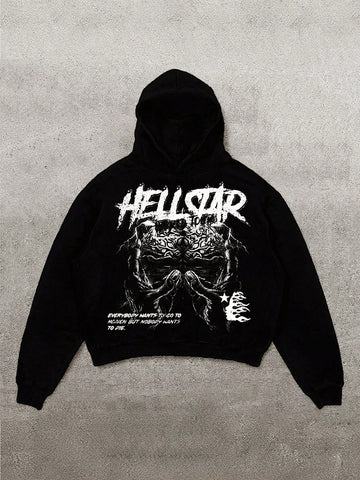 Men's Trendy High Street Dark Grunge HELLSTAR Casual Printed Sweatshirt