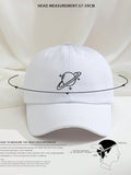 1pc Embroidered Planet Decoration Baseball Cap, Breathable Adjustable Golf Sun Hat, Unisex Summer Fashion