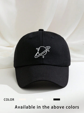 1pc Embroidered Planet Decoration Baseball Cap, Breathable Adjustable Golf Sun Hat, Unisex Summer Fashion