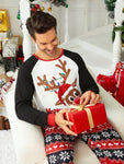 Men's Christmas Pajamas Set, Holiday Party Family Matching Reindeer - MapleCo