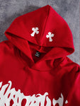 Manfinity EMRG Men's Contrast Color Cross Print Red Hooded Long Sleeve Casual Sweatshirt