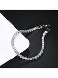 1pc Cubic Zirconia Inlaid Tennis Chain Bracelet, Hip-Hop Jewelry Gift Unisex, Suitable For Daily Parties Halloween