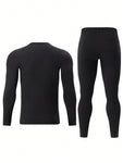 2pcs/Set Men's Fashion Autumn Thermal Underwear Set, Includes Pullover And Long Pants