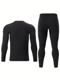 2pcs/Set Men's Fashion Autumn Thermal Underwear Set, Includes Pullover And Long Pants