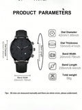 Men Watch 1pc Men's Fashionable Round Dial Quartz Watch With Black Pu Strap And Calendar Function Watch For Men Giving Best Gift Sets