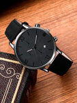 Men Watch 1pc Men's Fashionable Round Dial Quartz Watch With Black Pu Strap And Calendar Function Watch For Men Giving Best Gift Sets