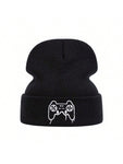 1pc Unisex Gaming Controller Embroidery Knitted Beanie Hat, Warm And Fashionable For Outdoor In Autumn/Winter Seasons