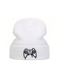 1pc Unisex Gaming Controller Embroidery Knitted Beanie Hat, Warm And Fashionable For Outdoor In Autumn/Winter Seasons