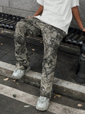 Manfinity Streetrush Vintage Loose Multi-Pocket Cargo Pants, Streetwear Style,Camo Pants