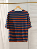 Manfinity UrbanChill Men's Casual Stripe Loose Knit Short Sleeve T-Shirt