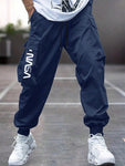 Men's Casual Letter Printed Multi-Pocket Drawstring Waist Cargo Pants