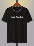 Manfinity EMRG Men Letter Graphic Contrast Trim Short Sleeve Tee, For Going Out, For Friends