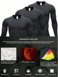 3pcs Men'S Black Thermal Underwear Tops Are Close To The Warmth, Comfortable, Elastic, Cold-Proof Home Pajamas, Outdoor Wear Undergarments, Thermal Insulation Winter Gifts