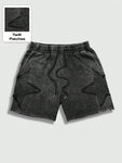 ROMWE Avant Men's Star Pattern Drawstring Waist Pocketed Casual Shorts, School