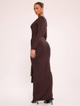 MUSERA Cut Out Long Sleeve Ruched Maxi Holiday Party Dress Christmas