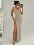 Aloruh Sexy Sleeveless Backless Maxi Dress, Casual Relaxed Summer Long Dress