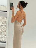 Aloruh Sexy Sleeveless Backless Maxi Dress, Casual Relaxed Summer Long Dress