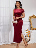 SHEIN Lady Birthday Party  Dresses Four Season Wedding Guest   Attire Claret Burgundy  Evening Dress Formal Dress Sexy Dress Prom Dress Red Dress Dinner Outfit  Christmas Dress  Formal Gown Women's Long Dress