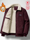 Manfinity Homme Men's Casual Corduroy Patch Detailing Fleece Lined Jacket For Autumn Winter