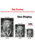 1 Pc Framed Art Decoration Ready To Hang Black And White Leopard Fashion Animal Poster Print Canvas Wildlife Wall Decor Painting Room Home Picture Art Inspiration Framed