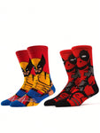 POTDEMIEL 2 Pairs Of Superhero Images Wolverine And Deadpool Socks Comfortable Cartoon Crew Socks Are Odor-Proof, Sweat-Wicking, Breathable, And Stylish - Perfect For Gifts, Parties, Everyday Wear, And Casual Events In The Marvel Heroes Series