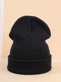 2pcs Men's Winter Black And White Knitted Hat - Warm And Stylish Solid Color Winter Hat For Cold Winter Days