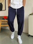 Manfinity Basics Men Slant Pocket Drawstring Waist Sweatpants Long Jogging Pants Plain Light Grey Going Out Casual