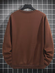 Manfinity Basics Men's Solid Color Crew Neck Loose Fleece Sweatshirt, Autumn And Winter