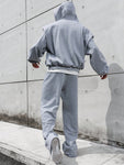 Manfinity Streetrush Men Fleece Lined Hoodie And Sweatpants Set, Autumn/Winter,Men Tracksuit,Men Two Piece Outfits,Grey Sweater