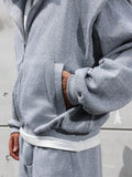 Manfinity Streetrush Men Fleece Lined Hoodie And Sweatpants Set, Autumn/Winter,Men Tracksuit,Men Two Piece Outfits,Grey Sweater