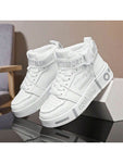 Men's Casual Sports Sneakers For Teenager With Mid Prints,Trendy White Shoes