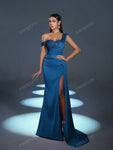 Faeriesty Asymmetrical Neck Mermaid Hem Formal Dress Elegant Prom Evening Wedding Guest Gown, For Graduation, Dinner